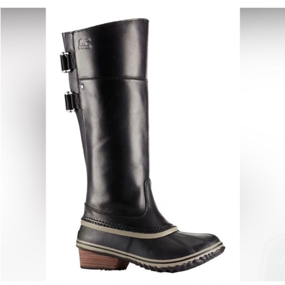 Sorel Slimpack Tall Black Leather Riding Boots